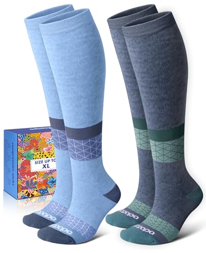 Calcetines de compresión Lalapapa  de algodón suave 15-20 mmhg Azul y azul talla pequeña